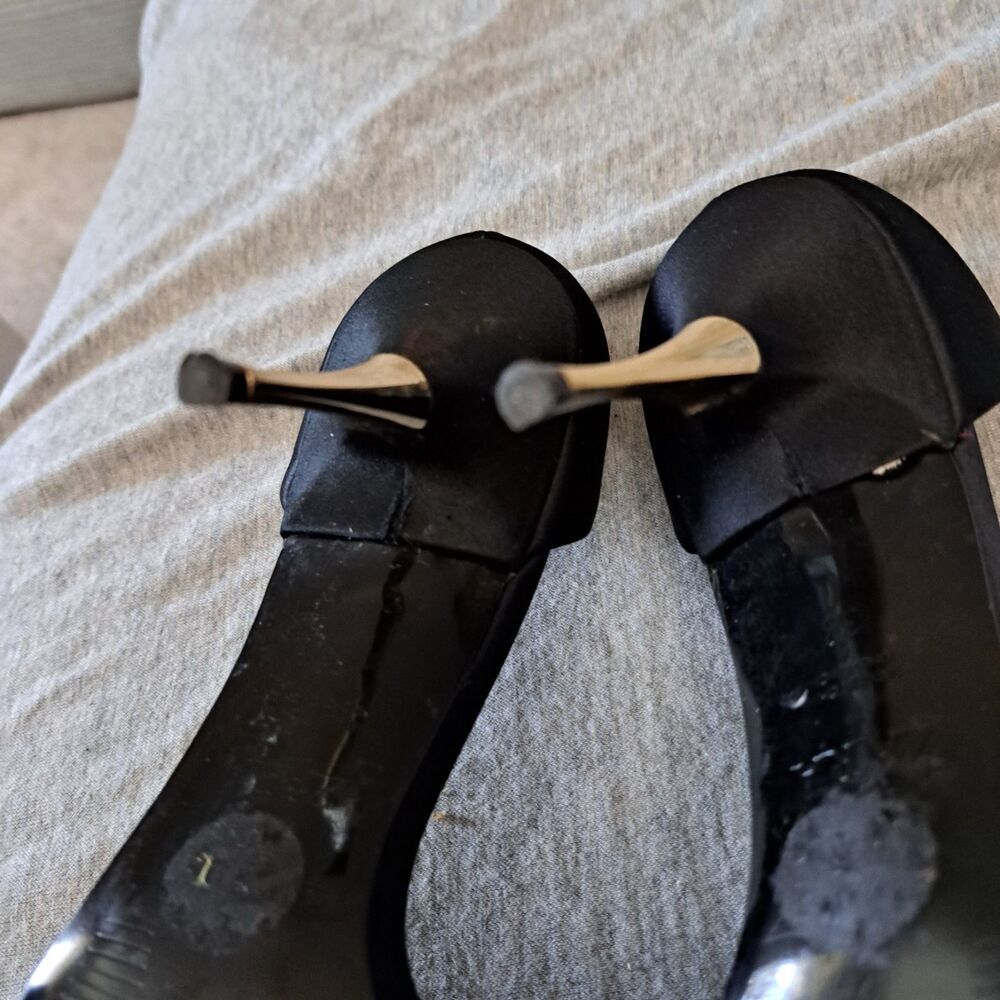ZARA Feathered High-Heel Party Sandals Black& Gold Size USA 7.5 EUR 38 - Picture 8 of 9